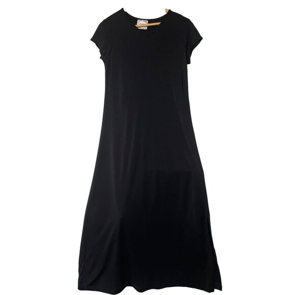 VTG Dressing Clio Women's  Dress Cardigan Set  Medium Black Maxi USA flaw - Picture 2 of 16